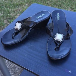 Black Thong Wedges sz 8